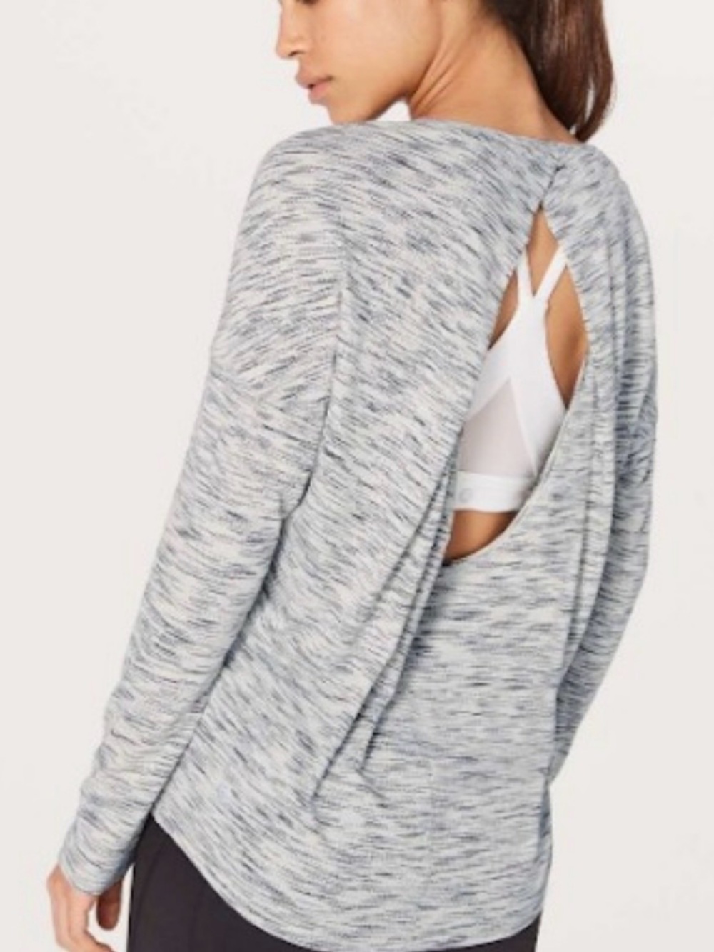 Lululemon Open-Back Heathered Gray Long Sleeve Top
